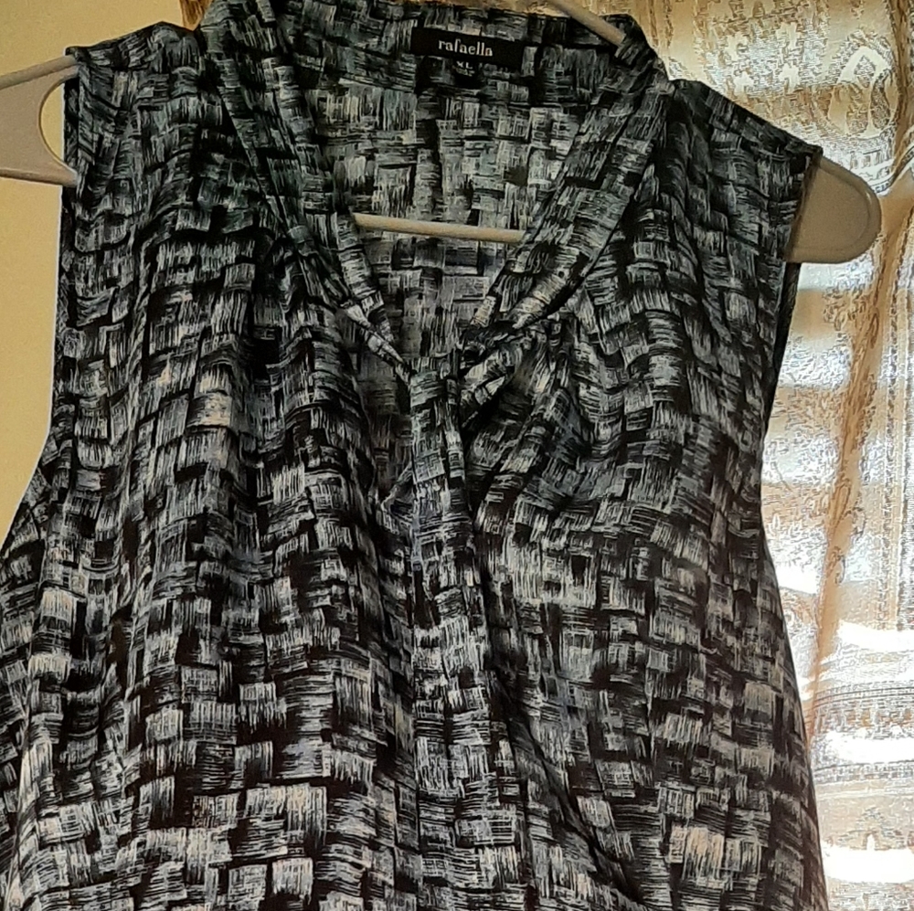 Rafaella Sleeveless Blue/Black Printed Polyester Top